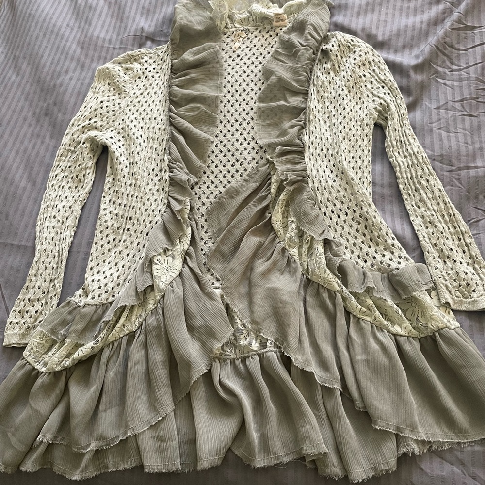 BY BKE Clothing Mesh Cardigan